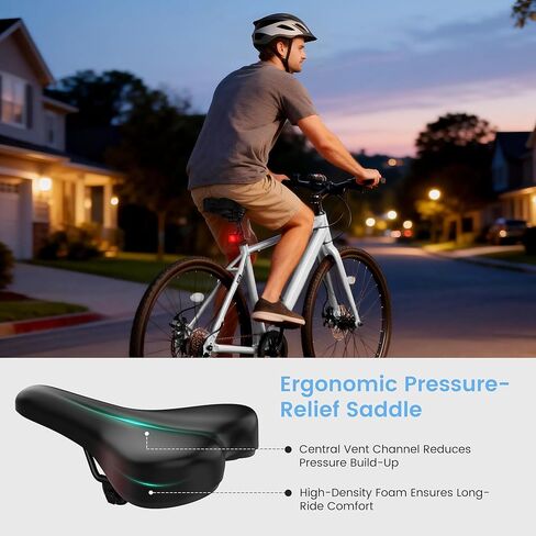 دراجة هجينة 700C للبالغين، دراجة خفيفة الوزن من الألومنيوم للركاب في المدينة، دراجة لياقة حضرية بـ 8 سرعات للرجال والنساء، فرامل قرصية مزدوجة، مقود مستقيم، مصابيح أمامية LED وعاكسات in Kuwait