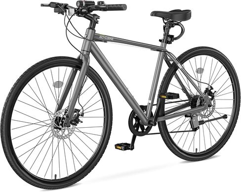 دراجة MOPHOTO الهجينة للبالغين، دراجة ركاب في المدينة 700C، إطار من الألومنيوم خفيف الوزن، دراجة لياقة بدنية حضرية 8 سرعات للرجال والنساء، فرامل قرصية مزدوجة، مقود مسطح مستقيم، مصباح أمامي LED وعاكسات in Kuwait