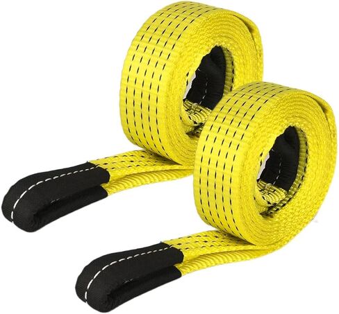 2 Pack 10' x 2" Lifting Sling Straps, 10 Feet Heavy Duty Lift Rigging Strap Tree Saver Recovery Securing Straps, Polyester Flat Towing Web Sling Winch Strap for Trailer, Hoist, Truck. in Saudi Arabia