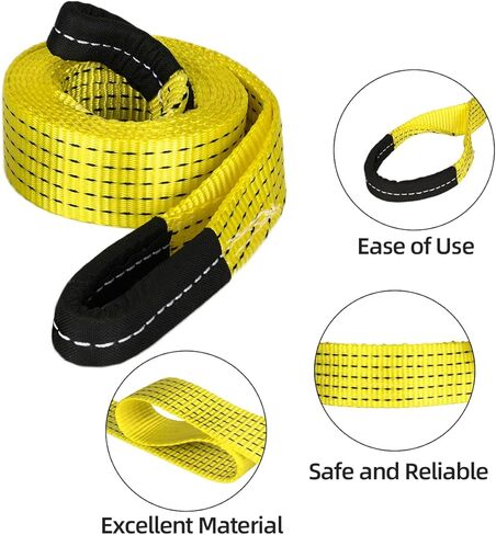 2 Pack 10' x 2" Lifting Sling Straps, 10 Feet Heavy Duty Lift Rigging Strap Tree Saver Recovery Securing Straps, Polyester Flat Towing Web Sling Winch Strap for Trailer, Hoist, Truck. in Saudi Arabia