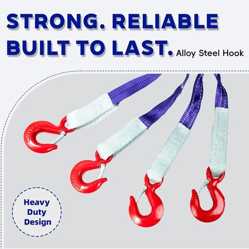 Industrial-Grade 5 ft (1.5m) Polyester Lifting Sling – 8,800 lbs (4 Ton) Capacity, 4 Legs, 6:1 Safety Ratio, G80 Hooks – Heavy-Duty, Durable, and Safe for Rigging and Overhead Lifting in Saudi Arabia
