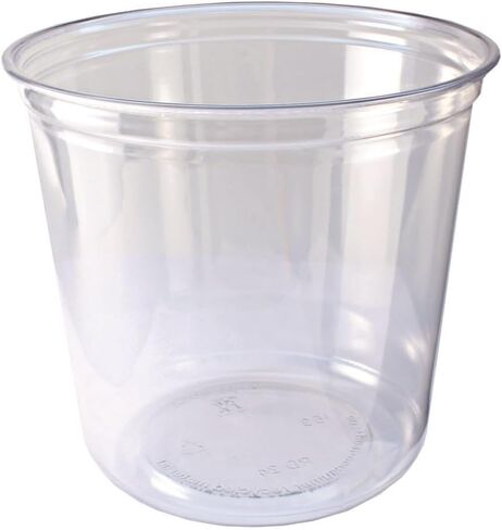 Fabri-Kal 9501036 24 oz 4.6 in. Diameter x 3.6 in. Height Plastic Recycleware Round Deli Container - Clear (500/Carton) in Kuwait