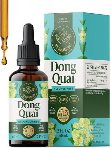 HERBAMAMA Dong Quai Supplement for Women - Vegan Women’s Support with Angelica Sinensis Extract Drops - Mood & Calm Support with Angelica Root Tincture - Non-GMO, Alcohol & Sugar-Free, 56-Day Supply in Saudi Arabia