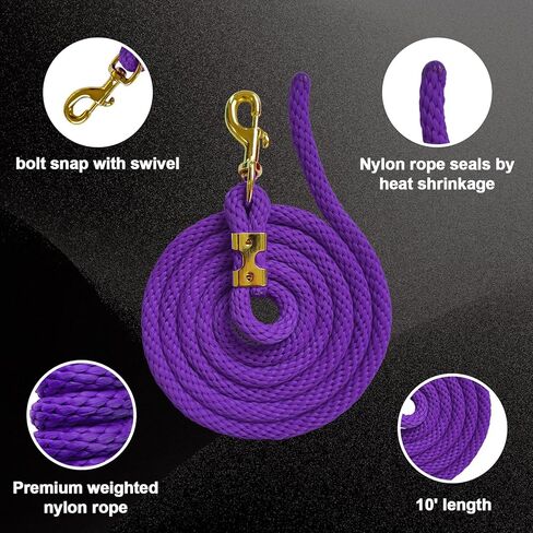 5/8" x 8' Horse Lead Rope, Durable Nylon Lead Ropes for Horses with Resistant Brass Hardware Daily Use, Training Showing (Purple) in Saudi Arabia