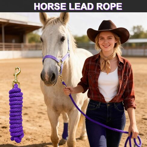 5/8" x 8' Horse Lead Rope, Durable Nylon Lead Ropes for Horses with Resistant Brass Hardware Daily Use, Training Showing (Purple) in Saudi Arabia