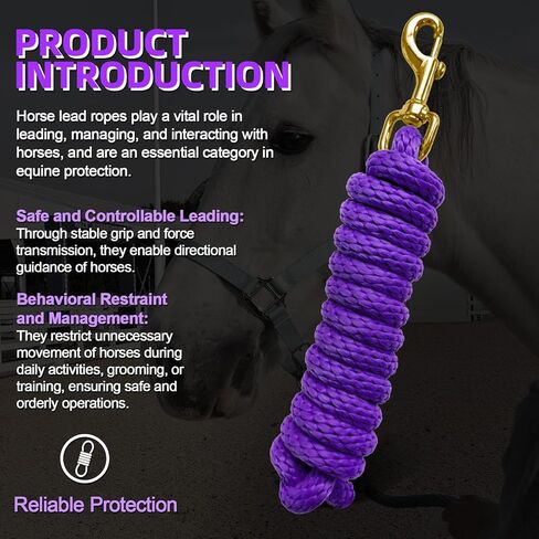 5/8" x 8' Horse Lead Rope, Durable Nylon Lead Ropes for Horses with Resistant Brass Hardware Daily Use, Training Showing (Purple) in Saudi Arabia