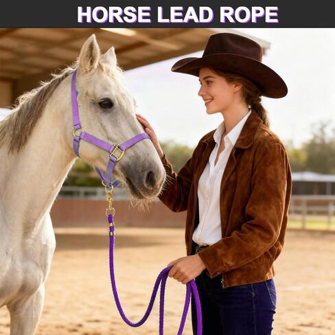 5/8" x 8' Horse Lead Rope, Durable Nylon Lead Ropes for Horses with Resistant Brass Hardware Daily Use, Training Showing (Purple) in Saudi Arabia