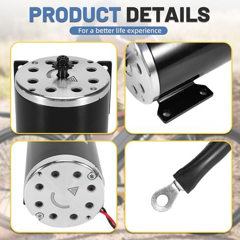 48V 1000W Electric Motor 11-Teeth Fit for Scooter E-Bike Go-Kart Electric Mini Bikes - Replace MY1020 ZY1020G Reversible with 11 Teeth Sprocket #25 Chain 6.35 Pitch Reversible Brushed DC Motor in Kuwait