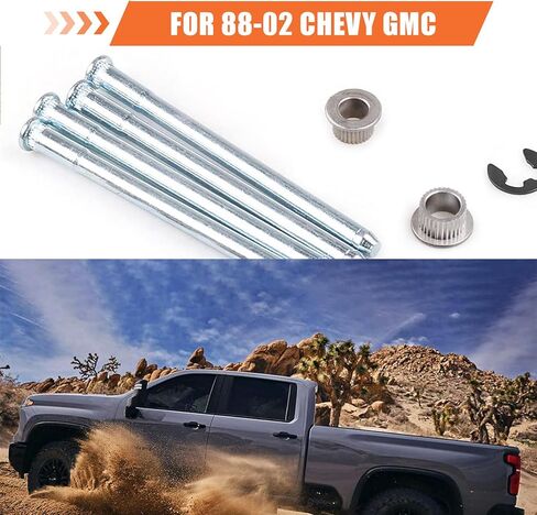 16 PCS Car Door Hinge Pins and Bushings, Stabilized Pin & Bushing & E-ring Clamp Repair Kit, Anti-rust Metal Fastening Replacement, Compatible with 1988-2002 Chevy GMC (Silver) in Kuwait