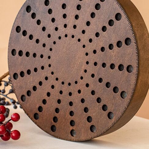 Rain Disc, 8.6 Inch (22 cm) Wooden Ocean Drum, Sound Healing Instrument for Meditation, Yoga & Relaxation, Sound Ripples Design in Kuwait