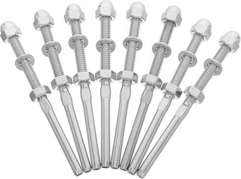 8pcs 1/8" Stainless Steel Cable Railing Terminal Wire Rope Invisible Connector Tension End Fitting for Stair Balcony Wood Post in Saudi Arabia