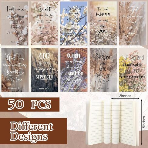 yeaqee 200 PCS مجموعة الهدايا المسيحية تشمل 50 آيات الكتاب المقدس إشارات مرجعية لعلامات الكتاب 50 نقاط نقاط الالتواء 50 دفتر الكتاب المقدس 50 أكياس أورجانزا ملونة CNA Week Gifts Bulk for Church Women in Saudi Arabia