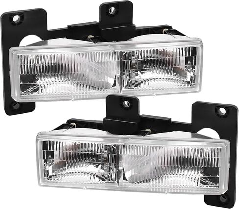 2Pcs Headlights Assembly Replacement for 1988-2002 Chevy GMC C/K 1500 2500 3500 Suburban,1992-1999 Blazer,1995-2000 Tahoe Halogen Head Light Headlamp, Replace #GM2502101 GM2503101 in Kuwait