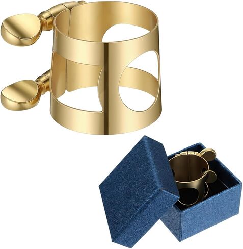 Alto Saxophone Ligature, Alto Sax Mouthpiece Ligature with Adjustable Screws, Double Screws Saxophone Gold Ligature Fastener with Gift Box for Sax Mouthpiece Instruments in Saudi Arabia