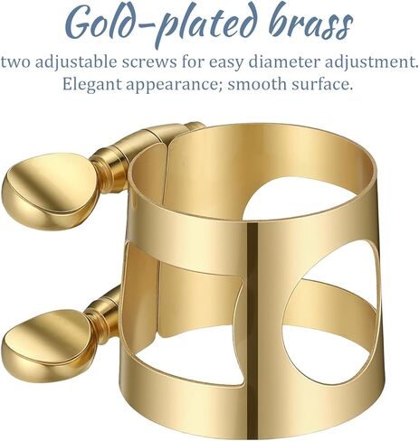 Alto Saxophone Ligature, Alto Sax Mouthpiece Ligature with Adjustable Screws, Double Screws Saxophone Gold Ligature Fastener with Gift Box for Sax Mouthpiece Instruments in Saudi Arabia