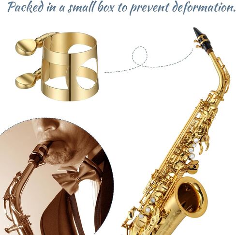 Alto Saxophone Ligature, Alto Sax Mouthpiece Ligature with Adjustable Screws, Double Screws Saxophone Gold Ligature Fastener with Gift Box for Sax Mouthpiece Instruments in Saudi Arabia