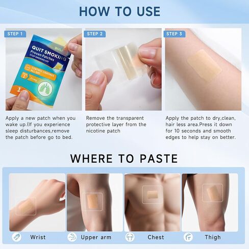 رقعات النيكوتين الخطوة 1 (30 قطعة)، 21 ملجم من رقعات الإقلاع عن التدخين، تساعد على الإقلاع عن التدخين، مضادات فعالة سهلة للملصقات، مساعدات الإقلاع عن التدخين التي تعمل لمدة أسبوعين in Kuwait