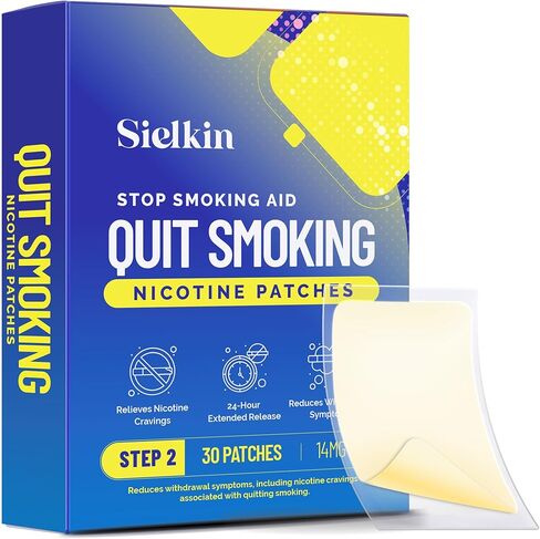 Nicotine Patches to Quit Smoking Step 1, 21 mg - Stop Smoking Aid - Each Patch Provides a 24-Hour Nicotine Transdermal System (30 Patches) in Kuwait