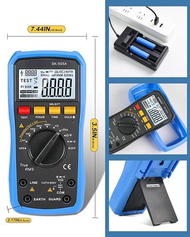 مقياس مقاومة العزل 2 في 1 ومقياس رقمي متعدد، مقياس ميغا أومتر 20 جيجا أوم/1000 فولت مع نطاق تلقائي، الاحتفاظ بالبيانات، جهاز اختبار جهد التيار المتردد/التيار المستمر، قياس السعة لاختبار المنزل الكهربائي in Kuwait