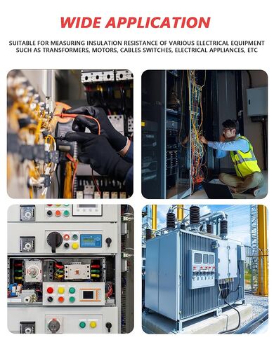 جهاز اختبار مقاومة العزل 250 فولت - 2500 فولت، مقياس ميغا أوم 1MΩ-200GΩ لاختبار العزل، مقياس ميجا أوم كهربائي مع شاشة LCD بإضاءة خلفية، تخزين بيانات 100، جهد الخرج، 10 فولت ~ 600 فولت تيار متردد/تيار مستمر الفولتميتر in Kuwait