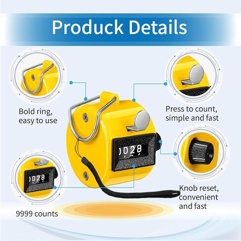 عدادات النقر المحمولة - لعبة الجولف الرقمية المكونة من 4 أرقام بنقرة إصبع البيسبول عداد ميكانيكي مع 3 قطع حبل للعد والتدريب على الأحداث الرياضية in Kuwait