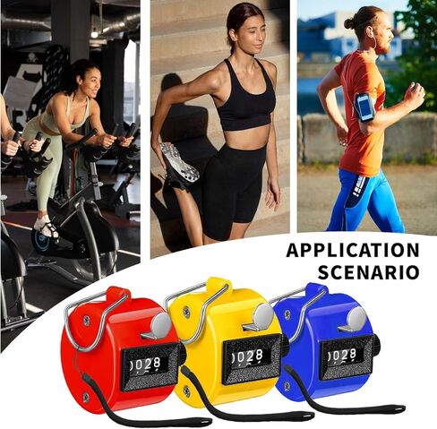 عدادات النقر المحمولة - لعبة الجولف الرقمية المكونة من 4 أرقام بنقرة إصبع البيسبول عداد ميكانيكي مع 3 قطع حبل للعد والتدريب على الأحداث الرياضية in Kuwait