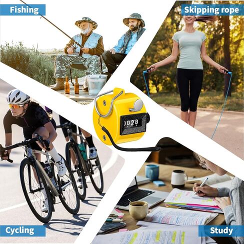 عدادات النقر المحمولة - لعبة الجولف الرقمية المكونة من 4 أرقام بنقرة إصبع البيسبول عداد ميكانيكي مع 3 قطع حبل للعد والتدريب على الأحداث الرياضية in Kuwait