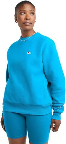 Champion Reverse Weave Crewneck Womens Active Sweatshirts Size XS, Color: Blue/Blue in Saudi Arabia