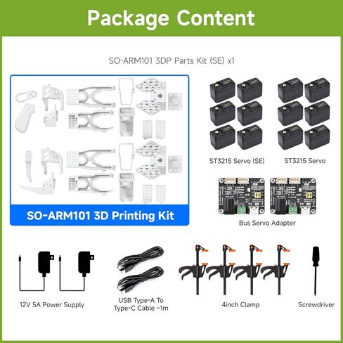 Waveshare SO-ARM101, Open-Source 6-Axis Robotic Arm, Native Support for Hugging Face LeRobot, High-Torque Bus Servo, Photosensitive Resin 3D-Printed Parts, 3DP Parts Kit (SE) in Saudi Arabia