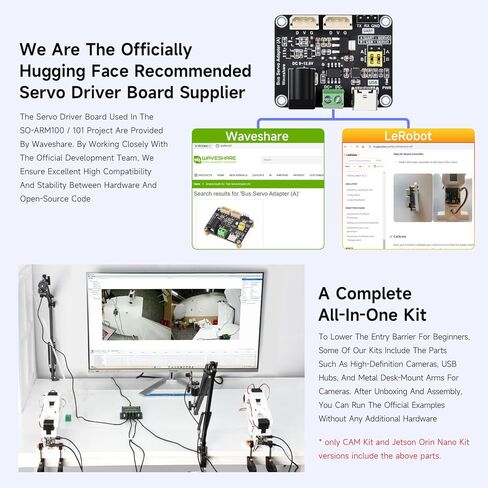 Waveshare SO-ARM101, Open-Source 6-Axis Robotic Arm, Native Support for Hugging Face LeRobot, High-Torque Bus Servo, Photosensitive Resin 3D-Printed Parts, 3DP Parts Kit (SE) in Saudi Arabia