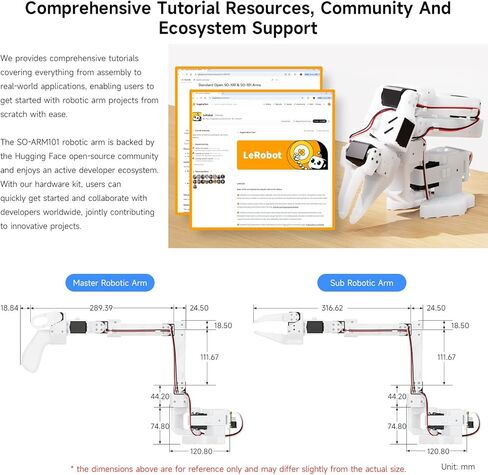 Waveshare SO-ARM101, Open-Source 6-Axis Robotic Arm, Native Support for Hugging Face LeRobot, High-Torque Bus Servo, Photosensitive Resin 3D-Printed Parts, 3DP Parts Kit (SE) in Saudi Arabia
