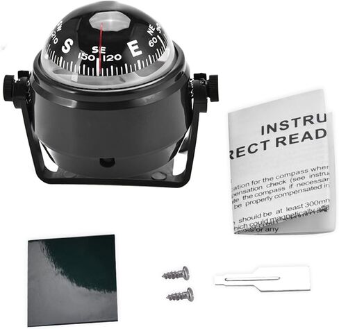 Electronic Marine Compass, Fast Response Precise Navigation, Adjustable Pivoting Compass, Black Design with Mounting Bracket, for Boaters, Sailors, Drivers, Marine Navigation, Boat in Saudi Arabia