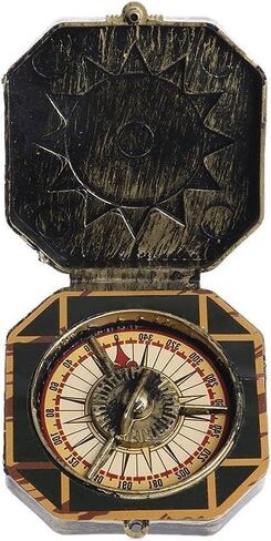 1Pc Metallic Compass, Nautical Compass Pirate Captain Costume Halloween Party Cosplay Decoration Deft Design Accessories Props,Costumes and Accessories in Saudi Arabia