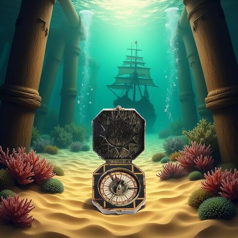 1Pc Metallic Compass, Nautical Compass Pirate Captain Costume Halloween Party Cosplay Decoration Deft Design Accessories Props,Costumes and Accessories in Saudi Arabia