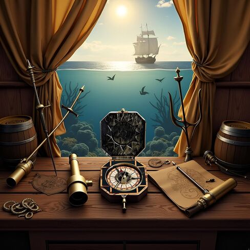 1Pc Metallic Compass, Nautical Compass Pirate Captain Costume Halloween Party Cosplay Decoration Deft Design Accessories Props,Costumes and Accessories in Saudi Arabia