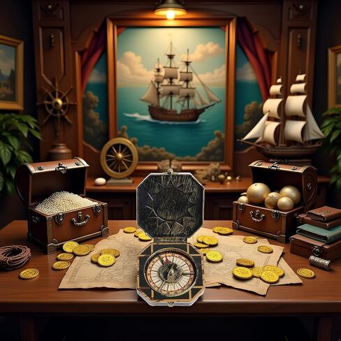 1Pc Metallic Compass, Nautical Compass Pirate Captain Costume Halloween Party Cosplay Decoration Deft Design Accessories Props,Costumes and Accessories in Saudi Arabia