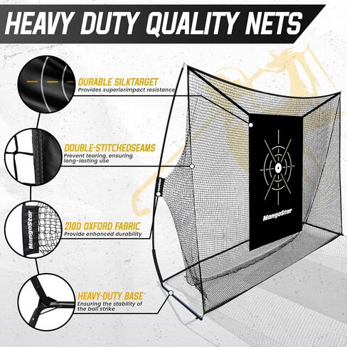 Mangostar Golf Net, 10x7ft Heavy Duty Golf Practice Net for Backyard Driving Real Golf Balls with Mat, Target Cloth, 7 Tees, 6 Balls, Carry Bag, Indoor Outdoor Golf Hitting Training Set in Kuwait
