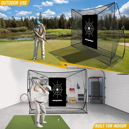 Mangostar Golf Net, 10x7ft Heavy Duty Golf Practice Net for Backyard Driving Real Golf Balls with Mat, Target Cloth, 7 Tees, 6 Balls, Carry Bag, Indoor Outdoor Golf Hitting Training Set in Kuwait