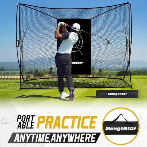Mangostar Golf Net, 10x7ft Heavy Duty Golf Practice Net for Backyard Driving Real Golf Balls with Mat, Target Cloth, 7 Tees, 6 Balls, Carry Bag, Indoor Outdoor Golf Hitting Training Set in Kuwait