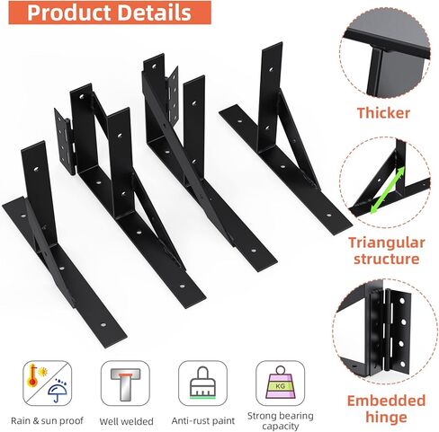 Gate Corner Brace Bracket Gate Kit for Wooden Fence Gate Hinges No Sag Frame Kit for Shed Doors, Driveway Gates, Corral Gates, Wood Windows (Black) in Saudi Arabia