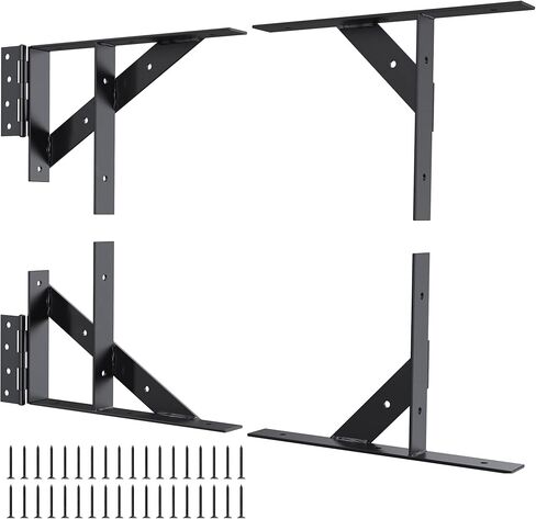 مجموعة بوابة دعامة زاوية البوابة لمفصلات بوابة السياج الخشبي، طقم إطار لا يتدلى لأبواب السقيفة، وبوابات الممر، والبوابات المرجانية، والنوافذ الخشبية (أسود) in Kuwait