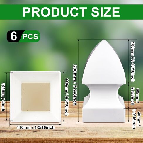 Lothee 6 Pcs Vinyl Post Cap Gothic Post Caps Decking Caps PVC Fence Parts for Decks Fence Mailbox (4'' X 4'') in Kuwait