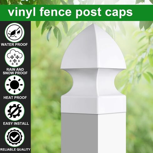 Lothee 6 Pcs Vinyl Post Cap Gothic Post Caps Decking Caps PVC Fence Parts for Decks Fence Mailbox (4'' X 4'') in Kuwait