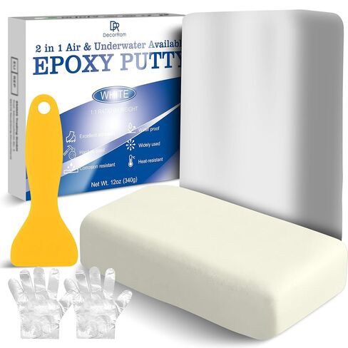 Epoxy Putty - 12oz 2 Part Strong Formula, Ceramic Repair for Cracks, Filling & Epoxy Sculpt - for Metal, Concrete, Plastic, Ceramics - Fast, Durable Concrete Crack Repair & Plumbers Putty (White) in Saudi Arabia
