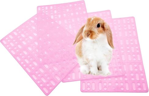 4 Pcs Rabbit Feet Pad Plastic Bunny Cage Floor Mat Foot Resting Hole Leak Water Nest Mat Pet for Small Animal Hamster Rat Chinchilla Guinea Pig Cats Dogs (Blue) in Saudi Arabia