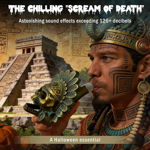 “OW" Aztec Death Whistle - Produces Loud Human-like Screams at high Decibels, 126+ Decibels Loud,Self Defense Whistle, Great Gift Idea (Antique Bronze) in Kuwait