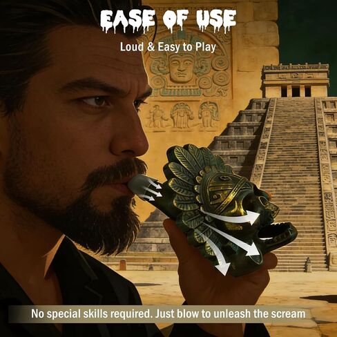 “OW" Aztec Death Whistle - Produces Loud Human-like Screams at high Decibels, 126+ Decibels Loud,Self Defense Whistle, Great Gift Idea (Antique Bronze) in Kuwait