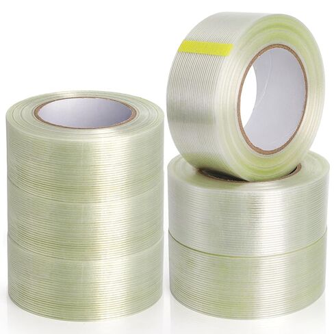 6 Rolls Filament Strapping Tape, 2'' x 60yds x 5.5mil Reinforced Fiberglass Tapes, Heavy-Duty Packing Tape for Shipping, Moving, Industrial, No Residue, Water-Proof in Saudi Arabia