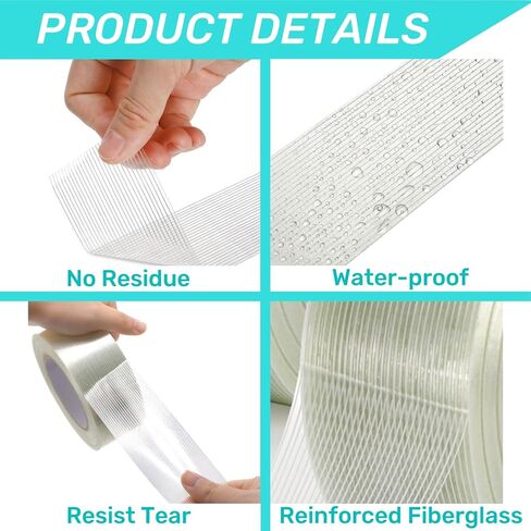 6 Rolls Filament Strapping Tape, 2'' x 60yds x 5.5mil Reinforced Fiberglass Tapes, Heavy-Duty Packing Tape for Shipping, Moving, Industrial, No Residue, Water-Proof in Saudi Arabia