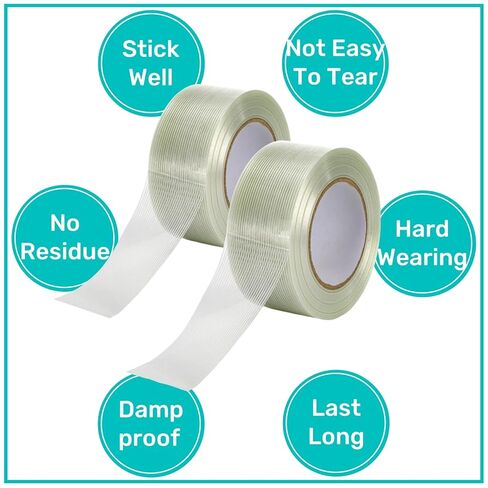 6 Rolls Filament Strapping Tape, 2'' x 60yds x 5.5mil Reinforced Fiberglass Tapes, Heavy-Duty Packing Tape for Shipping, Moving, Industrial, No Residue, Water-Proof in Saudi Arabia